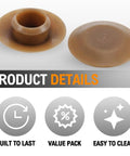 Twenty Piece Light Oak Door Threshold Screw Covers And Adjustable Sill Cap Plugs, plastic caps in light oak color showing detail.