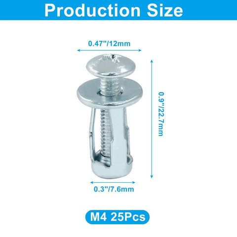Close-up of a 25 Pcs M4x20 Hollow Wall Anchors Kit Featuring Jack Nuts And Petal Nuts For Hollow Doors Thin Walls Metal Sheets And Aluminum