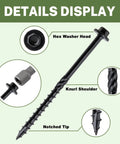 Built Tough Structural Wood Lag Screws 6 Inch, 60 Count 14 By 6 Heavy Duty Rust Resistant Hex Head Exterior Timber Screws details