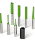 Industrial Grade Micro Grain Carbide Router Bits Set With Quarter Inch Shank, nine precision router bits for woodworking.