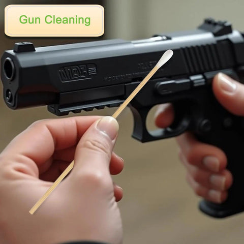 Long Wooden Cotton Swabs With Sturdy Wood Handles For Precise Cleaning And Makeup Application used for gun cleaning