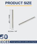 Slotted Spring Pin Set 50 Pack, 3.2mm By 35mm, 304 Stainless Steel Dowel Pins, dimensions displayed, quantity noted