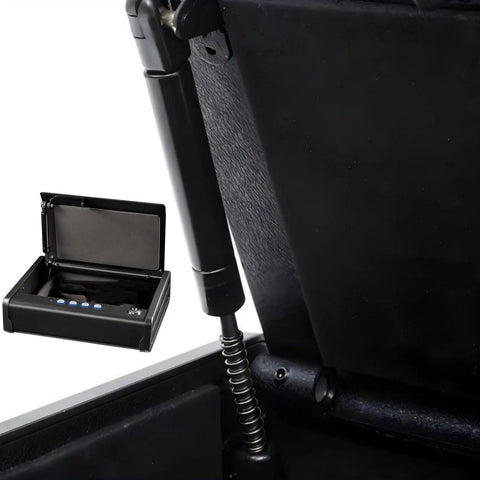 Close-up of Must Have Seven Point Five Inch Sentry Safe Replacement Strut Kit Gas Spring Lift Support on pistol safe lid.