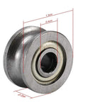 U Groove Pulley Wheel Roller Bearing Set 10 Pcs U624zz 0.51 Inch OD U Type Guide Pulley carbon steel wheel with size marks