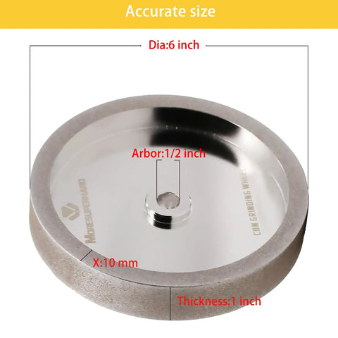 6 Inch CBN Grinding Wheel, 180 Grit, 1 Inch Wide, 1/2 Inch Arbor, For HSS Tools, Lathe Chisels, Woodturning, And Bench Grinders