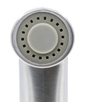 Close-up of Brushed Nickel Kitchen Sink Side Spray Head 1 Pack With Easy On Off Thumb Control, nozzle view