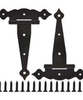 Heavy Duty Iron T Strap Hinges For Barn Doors And Wood Sheds Built Different Includes Mounting Hardware with screws.