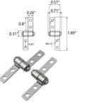 Torque hinges, two sets, carbon steel, 360° rotation with screws; friction-type positioning hardware.