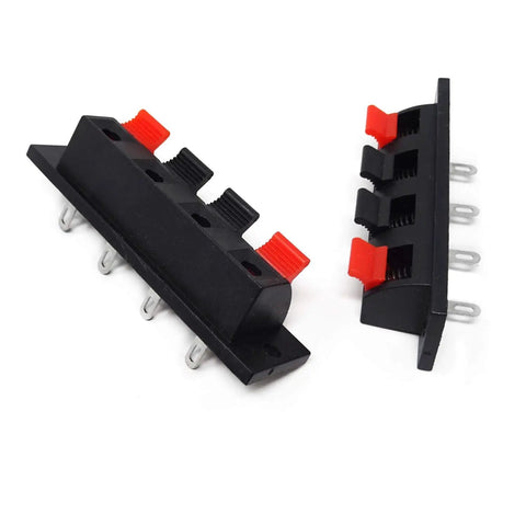 Dope Four Pin Four Position Speaker Terminal Blocks With Spring Loaded Push Release Clamp Test Clips For Stereo Speakers Pack Of Four