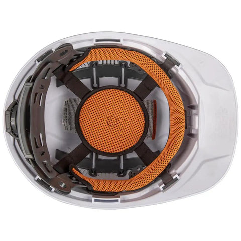 Inside view of hard hat with Replaceable Hard Hat Sweatbands 3-Pack for Suspension Systems, Machine Washable, Sweat-Wicking and Odor-Blocking.