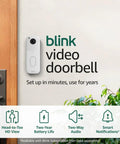 Wireless Smart Home Security Video Doorbell Offering Rock Solid Head To Toe HD View And Two Year Battery Life With No Sweat Easy Setup mounted on a front door.