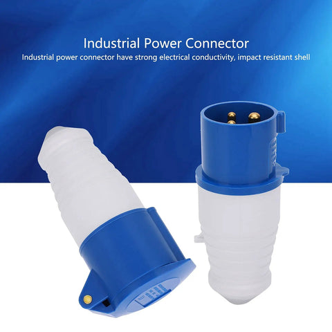 Tough As Nails 1 Phase Industrial Power Plug 16A 3 Hole 220 250V Anti Corrosion Anti Falling For Automated Production Equipment Water Resistant Electrical Connector Ideal For Tunnels Plastic Machinery Railways blue-and-white industrial plug with brass contacts