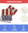 American Flag Table Runner 13x72 Inch For 4th Of July Memorial Day Kitchen Dining Decor Durable Spun Polyester with stars and stripes pattern.
