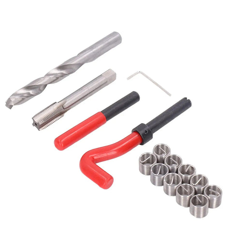 M14x1.5 Thread Repair Kit with Stainless Steel Inserts HSS Drill and Tap for Auto Engine Block Repair 15 Piece Hand Tool Set