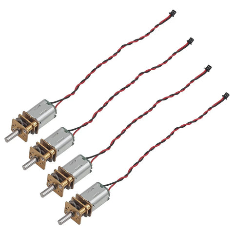 Four units of Eight Pack Mini N20 Gear Motors Micro DC 3V To 6V with Full Metal Gearbox for DIY Robots and RC Cars, Slow Speed High Torque