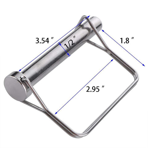 Two-pack large safety coupler pin, 1/2 in diameter by 3.54 in length, marine-grade 316 stainless steel, Amazon brand, angled view
