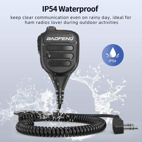 Heavy Duty Handheld Microphone With Volume Control For UV5R BF F8HP AR5RM UV21R Kenwood Retevis Walkie Talkies Waterproof IP54