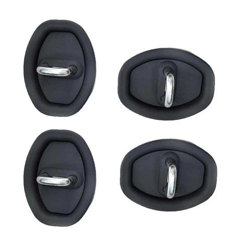 Slick Auto Door Lock Buffers Shield Metal Buckles From Gnarly Scratches While Acting As Sound Deadening Cushions For A Tight Fit And Super Smooth Shuts On Your Daily Driver Keeping Trim Fresh, four black silicone bumpers.