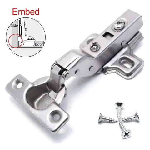 Adjustable Concealed Frameless Cabinet Hinges With Smooth Soft Close Damper Premium Steel Easy Install Kit With Screws Hidden Self Closing Door Hardware For Modern Cabinets 1 Pack shown with screws