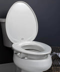 3 Inch Raised Toilet Seat For Seniors With Secure Hinges No Wobble Clean Shield Guard Elongated White Heavy Duty Plastic