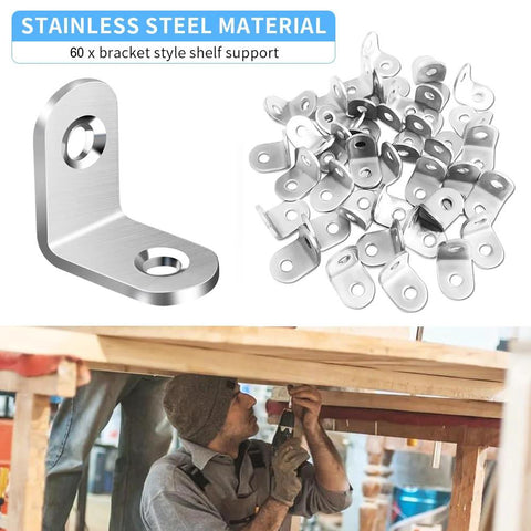 40 Pieces L Bracket Corner Brace Set With 120 Screws 90 Degree Metal Brackets For Shelves and Wood Installation