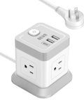 7 In 1 Power Strip Cube with 4 Outlets and 3 USB Ports, 5 Foot Extension Cord, Compact Desktop Charging Station