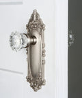 Victorian Crystal Door Knob With Decorative Plate For Large Doors Classic Fluted Crystal Hardware For Interior Doors