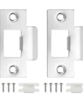 Stainless Steel Door Strike Plate Set Of 2 With Screws For Interior And Exterior Doors, Big Hole T-Strike Backplates, 2-3/4 Inch, Silver Finish