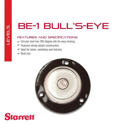 Bulls Eye Circular Level 1.75 Inch Diameter With 0.001 Inch Per Inch Accuracy Single Vial Durable Plastic 360 Degree Viewing