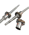 Three SFU3210 Ball Screw 32mm Diameter 10mm Pitch End Machined RM3210 with Single Nut Motion Rails displayed on white background