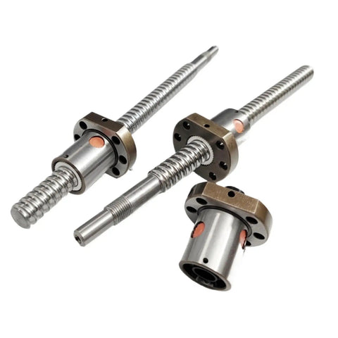 Three SFU3210 Ball Screw 32mm Diameter 10mm Pitch End Machined RM3210 with Single Nut Motion Rails displayed on white background