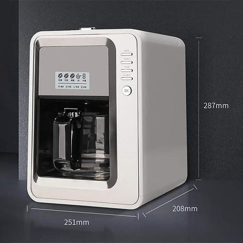 Fully Automatic Bean To Cup Coffee Maker With Built In Grinder Removable Reservoir And Smart Thermal Insulation, side view showing size dimensions.