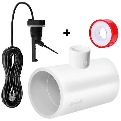 Flow Switch Replacement Kit For Goldline Aquarite Salt Systems, includes flow sensor, tee, and 15 ft cable for pool chlorine generators.