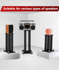 Beefy Heavy Duty Wooden Speaker Stands Pair For Floor Bookshelf And Studio Monitors showcasing speaker compatibility