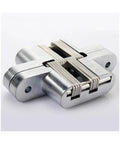 Hidden Gate Hinge Set Two Heavy Duty Stainless Steel Concealed Hinge with 180 Degree Swing and Invisible Barrel Design close-up angle