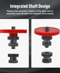 All Metal Dual Gear Upgrade Kit for Direct Drive 3D Printer Extruders with Nano Coated Hardened Steel Helical Gears and One Piece Shaft