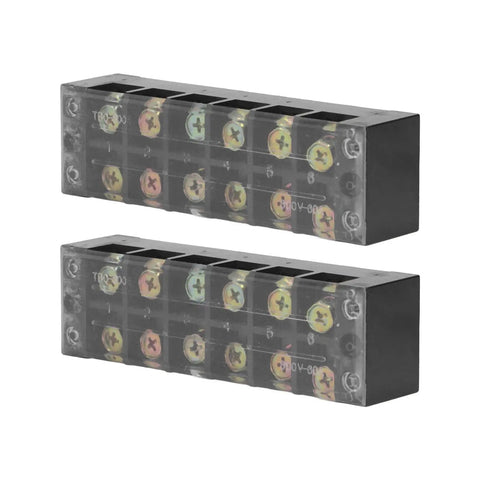 2 Pack 60A 600V Terminal Strip With Clear Cover Dual Row Screw Clamp Wire Terminal Block For Bridge Lighting And Factory Electrical Cables No Fuss DIY Wiring, side view