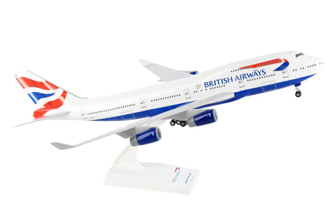 British Airways Boeing 747 400 One To Two Hundred Scale Model Airplane Dope Collectible With Landing Gear And Display Stand