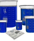Low Form Beaker Set With Magnetic Stir Bars In Five Sizes 50 mL 100 mL 250 mL 500 mL And 1000 mL For Easy Lab Mixing 3.3 Borosilicate Glass