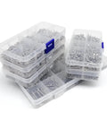 Micro Phillips Flat Countersunk Head Self Tapping Wood Screws Set C 1010 Pieces in clear storage boxes