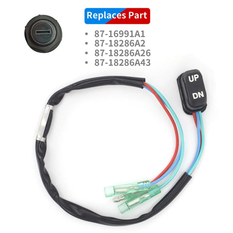 Trim And Tilt Switch Assembly For Mercury Outboard Remote Control Box with 18 Inch Cable, models replaced shown