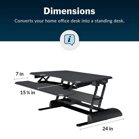 Two Tier Standing Desk Converter With Dual Handle Lift For Monitors And Accessories, 36 Inch Wide Sit Stand Riser