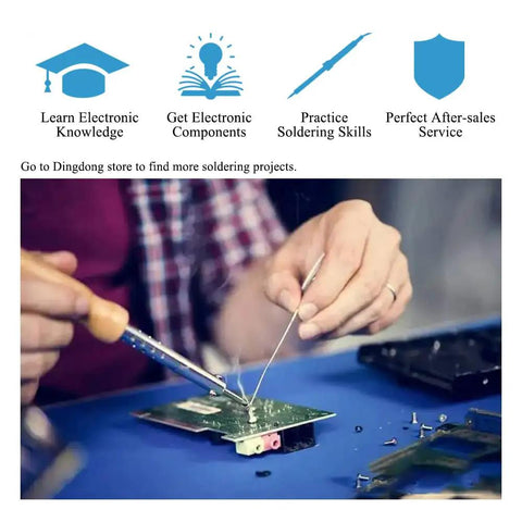 Hands assembling Colorful 10 LED Soldering Practice Board Kit For Teens And Adults, CD4017 Electronic DIY Project on table