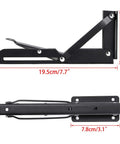 Heavy Duty Folding Shelf Bracket Set Black Metal Triangular Hinge Supports For Wall Mounted Shelves And Benches 8 Inch 2 Pack