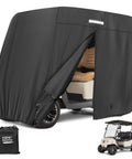 Universal Heavy Duty Golf Cart Cover For 2 And 4 Seater Carts Weatherproof with storage bag and golf cart partially covered