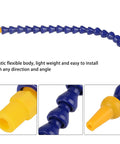 Ultra Flexible Plastic Coolant Pipe Kit For CNC Lathes And Mills, detailed view of adjustable blue and yellow hose.