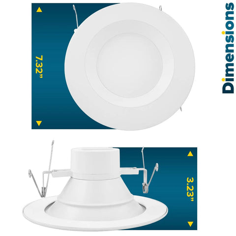 Six Pack 5 To 6 Inch Recessed LED Can Lights Dimmable Wet Rated IC Rated ETL Listed 1100 Lumens Each 14W Equal 90W With Five Color Temperatures 2700K 3000K 3500K 4000K 5000K High CRI 90