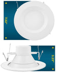 Dimensions of 12 Pack 5 6 Inch Recessed LED Can Lights With Five Color Temperatures 2700K 3000K 3500K 4000K 5000K Dimmable 14W 1100 Lumens Wet Rated IC Rated ETL Listed For Home Living Spaces, showing 7.32 inches by 3.23 inches measurements