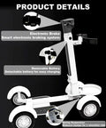 Close-up of Foldable Electric Golf Scooter With Built In Seat And Umbrella Holder Powered By A 2000W Dual Motor, showcasing electronic brake and removable battery.