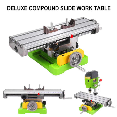 6350 Size Mini Multifunction Milling Work Table For Bench Drill Press with adjustable X Y cross table and aluminum dovetail slots